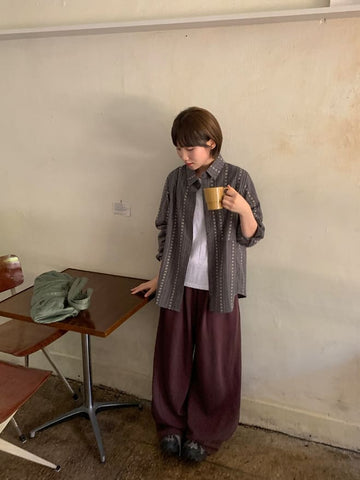 Hedint Vintage Flower Long Sleeve Overshirt